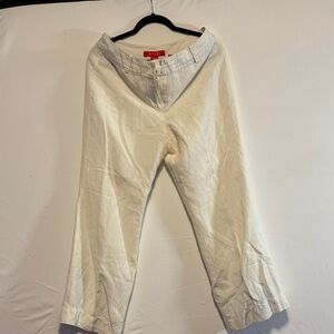 A Line Petite White Linen Trousers